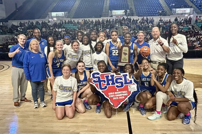 The Lake View Gators overcame a four-point deficit in the final minute to defeat Denmark-Olar, 49-46, the SCHSL Class 1A girls basketball state championship game.